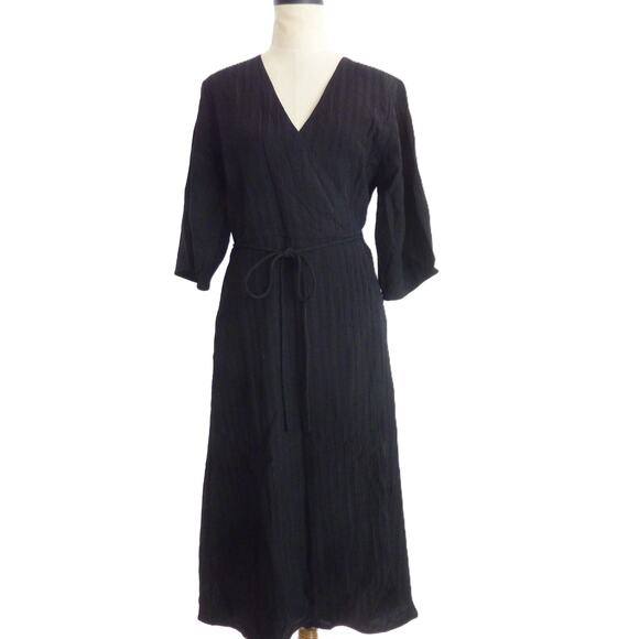 Everlane The Wrap Dress Black Size 6 - Picture 1 of 6